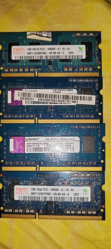 Operativ yaddaş (RAM): Operativ yaddaş (RAM) Kingston, 1 GB, < 1333 Mhz, DDR3, Noutbuk üçün, İşlənmiş