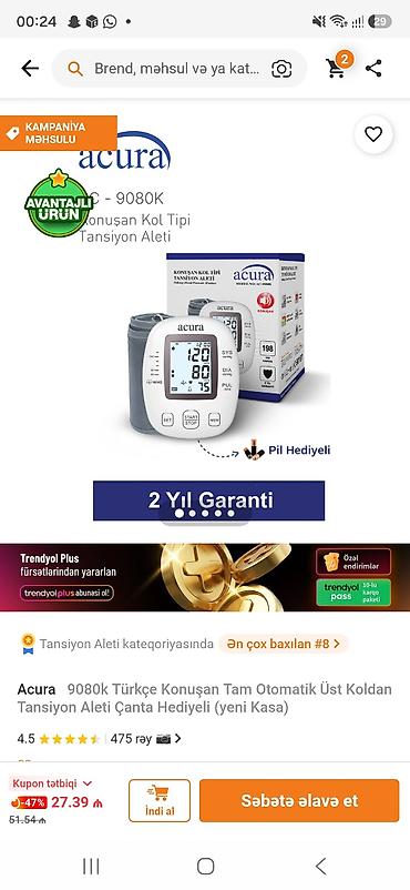 tibbi uniforma: Acura 9080K – Tam avtomatik, üst qoldan ölçən danışan təzyiq ölçən — 1