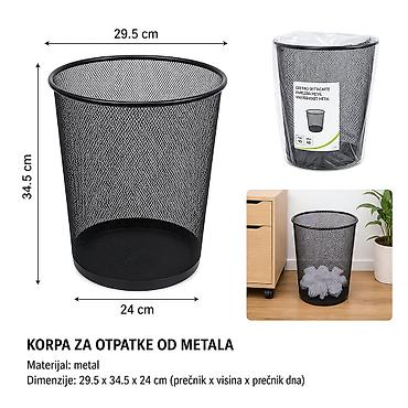 KMT 3283292-A Velika crna korpa za otpatke za kućnu ili kancelarijsku