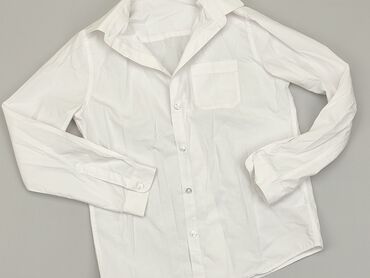 bluzka bawełna długi rękaw: Koszula 12 lat, stan - Dobry, wzór - Jednolity kolor, kolor - Biały