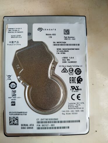 kompüter keysi: Внутренний Жёсткий диск (HDD) Seagate, 1 ТБ, 5400 RPM, 2.5", Б/у
