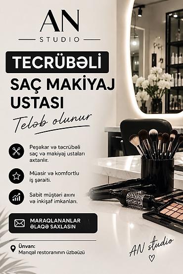 alcıpan ustaları: AN Studio – Təcrübəli Saç və Makiyaj Ustası üçün elan - Peşəkar və — 1