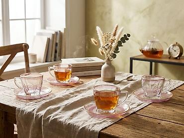 hipp çayı: Çay dəsti, rəng - Çəhrayı, Şüşə, 6 nəfərlik — 2