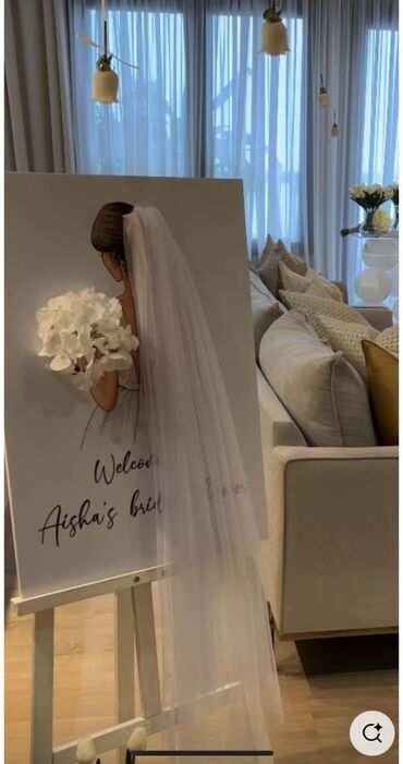 qiz üçün tort sekilleri: Bridal shower üçün dekor seti - Giriş üçün “Welcome” lövhəsi: gelin