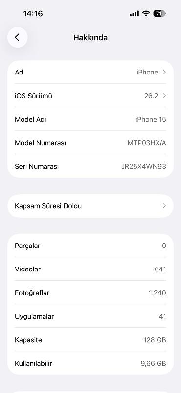 iphone 16 e ikinci el: IPhone 15, 128 GB, Qara, Face ID — 9