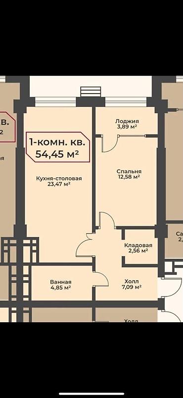 616: 2 комнаты, 54 м², Восток-5 мкр Элитка, 6 этаж, ПСО (под самоотделку) — 4