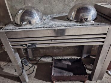 Restoran mebeli: Paslanmayan metaldan hazırlanmış, mərmər səthli yemək paylama stolu — 10