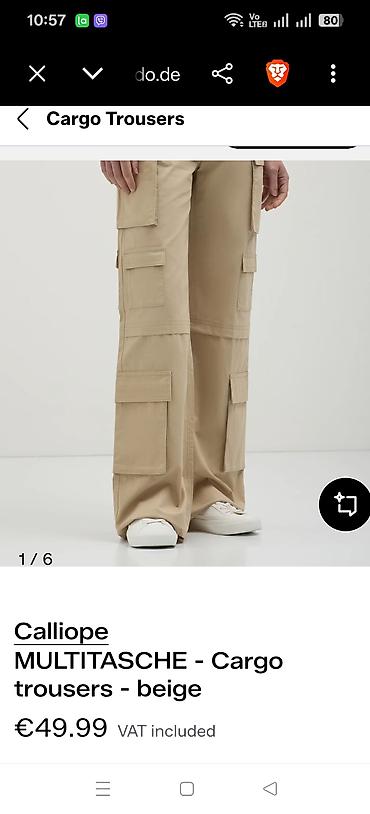 m10 pantalone: Calliope cargo jeans.
M velicina. Struk 39, duzina 103.
Bela boja — 3