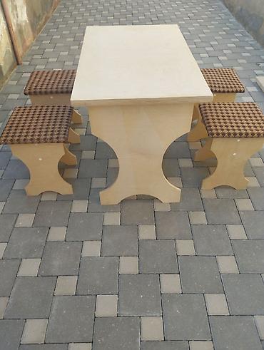 Masa və taburet dəsti - Komplekt: 1 ədəd düzbucaqlı masa + 6 ədəd
