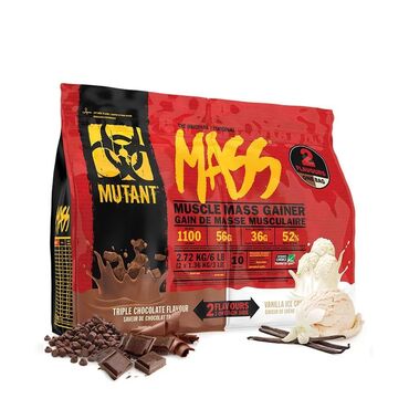 mutant mass: Гейнер Mutant Mass 6 фунтов Тройной шоколад & Ванильное мороженное