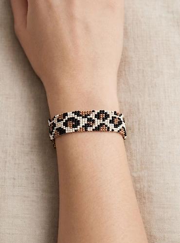 Bilərziklər: Şüşə muncuqdan toxunmuş qolbaq – leopard naxışlı - Material: xırda — 4