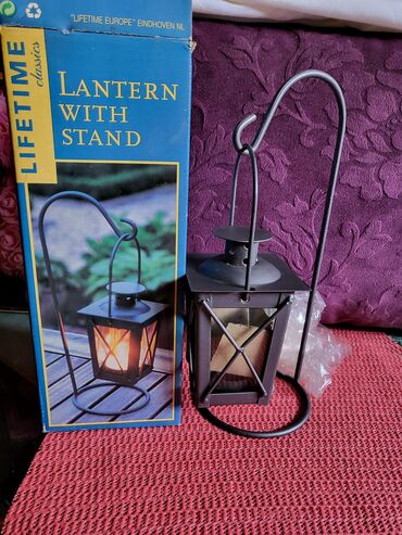 Ostali kućni dekor: Svecnjak nov fenjer. metal,staklo. Nemacki. Stalak — 4