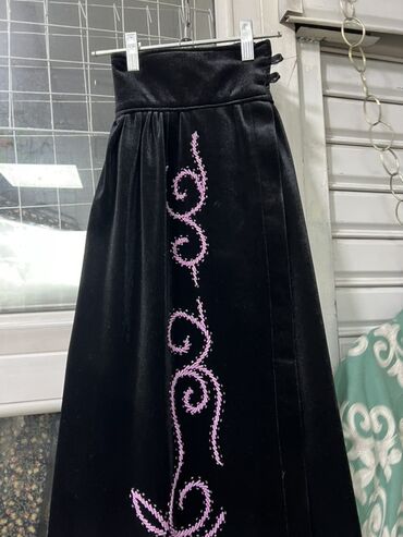 гофрированная юбка: Юбка, Модель юбки: Трапеция, Макси, Бархат, Высокая талия