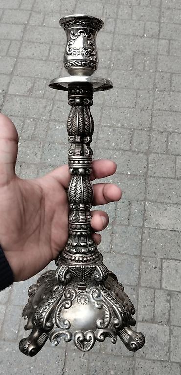 tək qravat: Klassik üslubda metall şamdan - Material: Ağır, möhkəm metal (gümüşü — 1