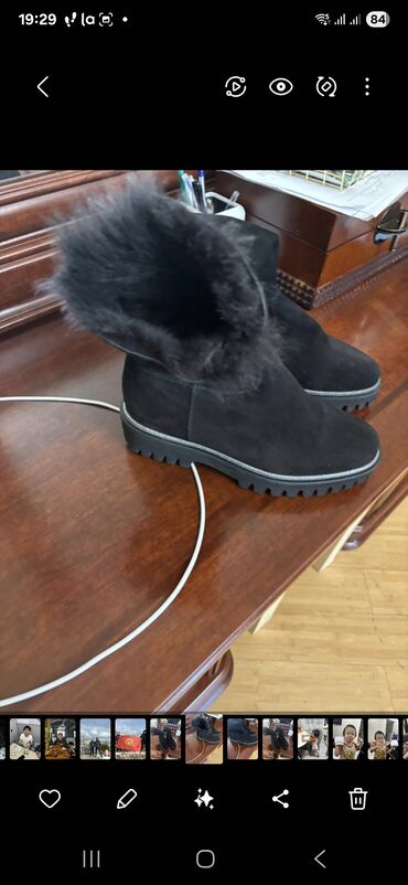 зимный обувь: Черные зимние женские полусапоги с натуральным мехом - Цвет: черный -