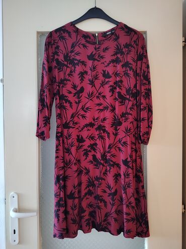 šantung svila haljine: S (EU 36), M (EU 38), color - Red, Oversize, Long sleeves