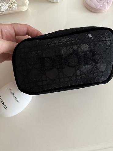 dior canta: Dior kosmetik çantası - Rəng: Qara - Material: Şəffaf tor (mesh) — 1