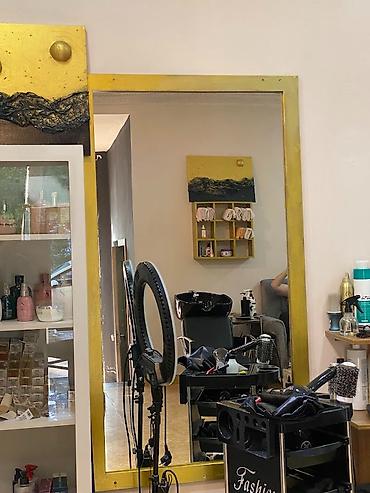 Salon, tibbi mebel: Gözəllik salonu üçün mebel dəsti - 5 ədəd böyük divar güzgüsü: Qızılı — 2
