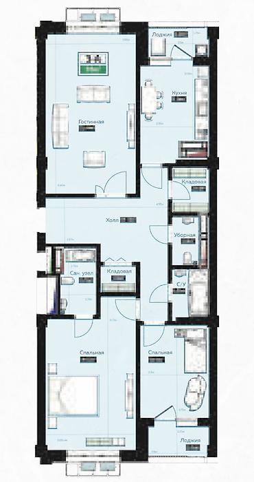 3 room: 3 комнаты, 96 м², Асанбай мкр Элитка, 2 этаж, ПСО (под самоотделку) — 1