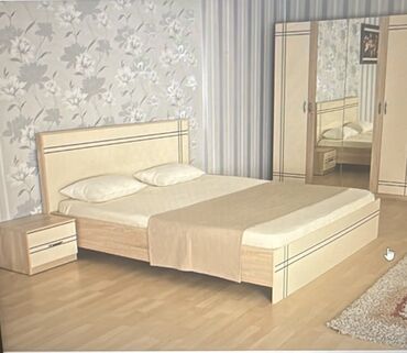 Двуспальная кровать, 2 тумбы