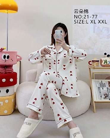 Пижамы: Пижама, Хлопок, Китай, На пуговицах, M, L — 4