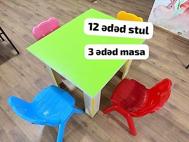 oturacaq stullar: *masa və stul satilir* *qiyməti 12 eded stul biri 12 manat* *3 ədəd — 1