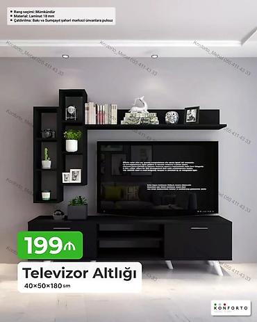 televizor altı: Televizor altlığı və divar rəfi dəsti - Ölçülər: 40×50×180 sm - — 1