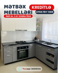 Sifarişlə mətbəx mebeli: Sifarişlə mətbəx dəsti, Özü çəkən petlələr, Mat laminat, Kredit var, Rayonlara çatdırılma, Pulsuz çatdırılma — 8