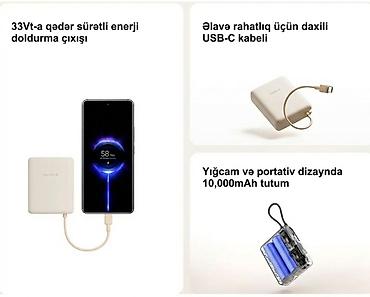 xiaomi planset: Xiaomi 33W Power Bank – 10 000 mAh (daxili kabel ilə) - Sürətli — 4