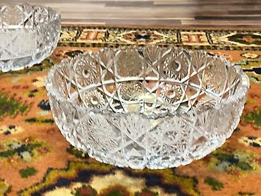 Konfet qabları: Kəsimli şüşə/kristal qab dəsti - 3 ədəd dekorativ şüşə/kristal qab - — 6