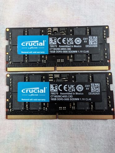 4 gb ram: Оперативдик эс-тутум, Колдонулган, Crucial, 32 ГБ, DDR5, 5600 МГц, Ноутбук үчүн