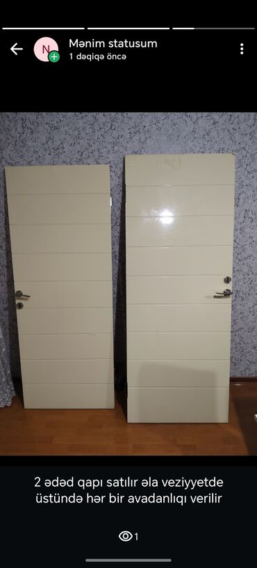 hamam ucun vannalar: Məhsul: İki ədəd daxili otaq qapısı - Rəng: krem/ivory - Dizayn