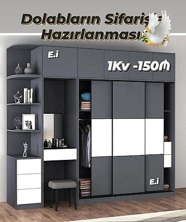 kupe dolablar: Düz dolab, Yataq otağı üçün, Qarderob, Kupe, Korpuslu, 3 qapılı — 1