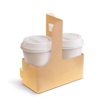 Оборудование для фастфудов: Переноска для кофе/чая Материал: Крафт картон плотностью 240 гр/м2