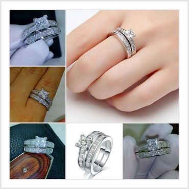 кольца парные: Кольцо парное с фианитами, с цирконом и микропаве, женское, свадебное