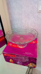 Digər süfrə qabları: Tort və şiriniyyat qabı, rəng - Ağ, Şüşə