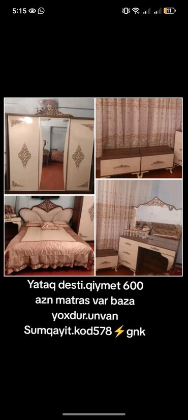 декор: Yataq desti.qiymet 600 man.matras var baza yoxdur.unvan
