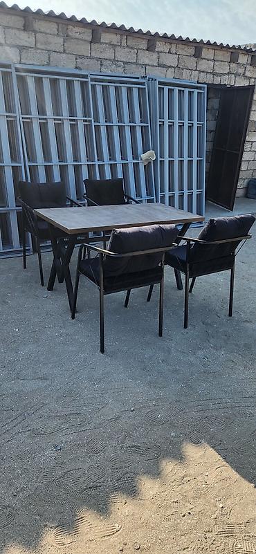 bar otracagi: Kafe/restoran/bağ üçün 1 masa + 4 stul dəsti - Masa: düzbucaqlı — 8