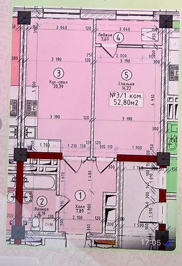 52: 2 комнаты, 52 м², Восток-5 мкр Элитка, 10 этаж, ПСО (под самоотделку) — 2