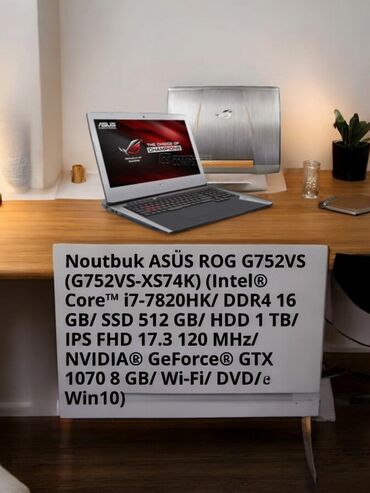 asus eee pc ha: İşlənmiş ASUS ROG, 17.3 ", Intel Core i7, 1 TB, Pulsuz çatdırılma