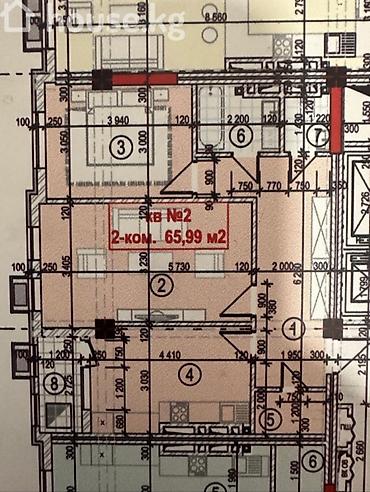 Продажа квартир: 2 комнаты, 66 м², Ак-Орго ж/м Элитка, 5 этаж, ПСО (под самоотделку) — 2