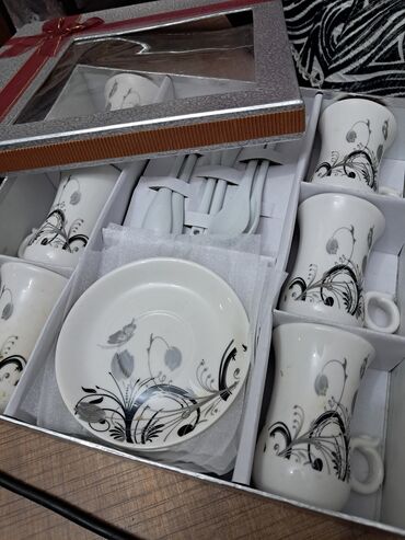 Çay dəstləri və servizlər: Çay dəsti, rəng - Ağ, Farfor