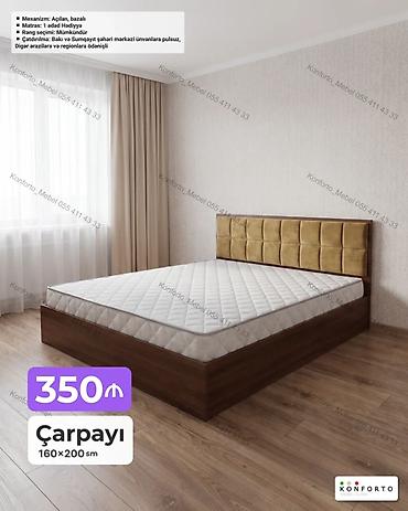 Çarpayı – 160×200 sm - Mexanizm: açılan, bazalı (geniş saxlanma yeri)