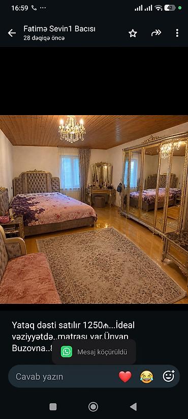Yataq dəsti satılır 1250₼. İdeal vəziyyətdə. matrası var.Ünvan lalafo.az -da Yataq dəsti satılır 1250₼. İdeal vəziyyətdə. matrası var.Ünvan
