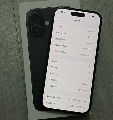 iphone satışı: IPhone 16, 128 GB, Qara, Zəmanət, Simsiz şarj, Face ID — 6