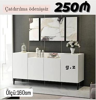 parca skaf: Ağ rəngdə modern bufet/komod - Minimalist dizayn, hamar parlaq — 1