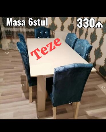 Masa və oturacaq dəstləri: Qonaq otağı üçün, Yeni, Açılmayan, Dördbucaq masa, 6 stul -da lalafo.az — 7 Masa və oturacaq dəstləri: Qonaq otağı üçün, Yeni, Açılmayan, Dördbucaq masa, 6 stul — 7