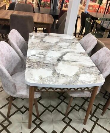 Masa və oturacaq dəstləri: Qonaq otağı üçün, Yeni, Açılan, Dördbucaq masa, 4 stul — 8