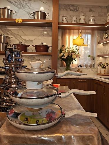 idman geyim: VIP Chef 3-lü tava dəsti - Çoxölçülü set: 3 müxtəlif diametrli tava — 2