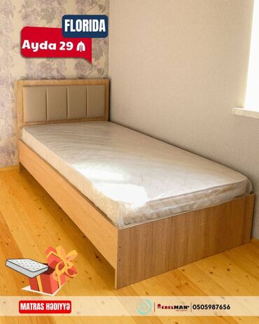 Çarpayılar: Yeni, Təknəfərlik çarpayı, Bazalı, Matras ilə, Siyirməsiz, Azərbaycan — 2